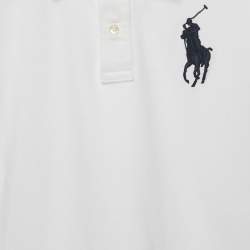 Pre Owned Polo Ralph Lauren Kids White Logo Embroidered Pique Polo T-Shirt 7 Yrs