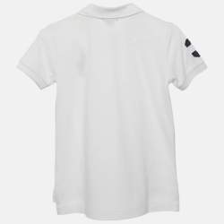 Pre Owned Polo Ralph Lauren Kids White Logo Embroidered Pique Polo T-Shirt 7 Yrs