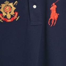 Pre Owned Polo Ralph Lauren Kids Navy Blue Embroidered Crest Cotton Polo T-shirt L (14-16) Yrs
