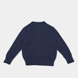 Pre Owned Polo Ralph Lauren Navy Blue Cotton Knit V-Neck Sweater 4 Yrs