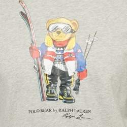 Pre Owned تي شيرت بولو رالف لورين أولاد رمادي مطبوع قطن بأكمام طويلة حجم كبير/18-20 سنة