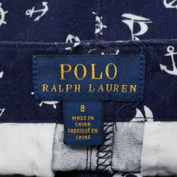 مملوكة مسبقًا شورت بولو رالف لورين أطفال أزرق بحري قطن مطبوعة 8 سنوات