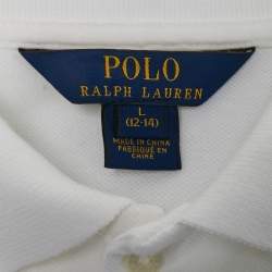 Pre Owned Polo Ralph Lauren Kids White Embroidered Cotton Polo T-Shirt L/12-14Yrs 