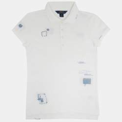 Pre Owned Polo Ralph Lauren Kids White Embroidered Cotton Polo T-Shirt L/12-14Yrs 