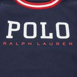 Pre Owned Polo Ralph Lauren Kids Blue Printed Cotton Crewneck Sweater 7Yrs