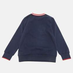 Pre Owned Polo Ralph Lauren Kids Blue Printed Cotton Crewneck Sweater 7Yrs