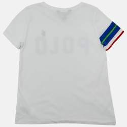 Pre Owned Polo Ralph Lauren Kids White Printed Jersey T-Shirt M/8-10Yr