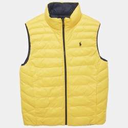 Pre Owned Polo Ralph Lauren Boys Yellow/Blue Nylon Puffer Vest L/14-16Yrs