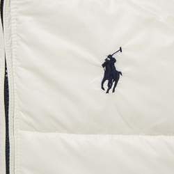 Pre Owned Polo Ralph Lauren Kids White/Navy Blue Nylon Reversible Gilet M/8-10Yrs