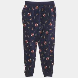 Pre Owned Polo Ralph Lauren Boys Navy Blue Baseball Print Cotton Sweatpants M/10-12Yrs