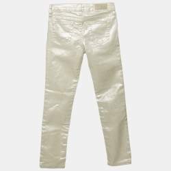 Pre Owned Polo Ralph Lauren Kids Sliver Metallic The Tompkins Skinny Jeans 8-10 Yrs 