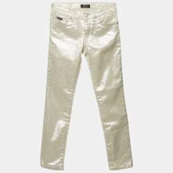 Pre Owned Polo Ralph Lauren Kids Sliver Metallic The Tompkins Skinny Jeans 8-10 Yrs 
