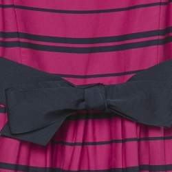 Pre Owned Polo Ralph Lauren Kids Pink Striped Cotton Dress 7Yrs