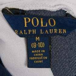 Pre Owned Polo Ralph Lauren Kids Blue/White Striped Jersey Flared Dress 8-10Yrs