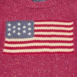 Pre Owned Polo Ralph Lauren Kids Pink US Flag Intarsia Wool Blend Sweater 8-10 YRS 