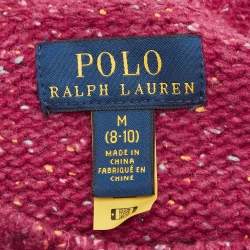 Pre Owned Polo Ralph Lauren Kids Pink US Flag Intarsia Wool Blend Sweater 8-10 YRS 