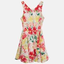 Pre Owned Polo Ralph Lauren Girls Multicolor Floral Print Cotton Flared Dress 14Yrs