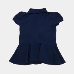 Pre Owned Polo Ralph Lauren Kids Navy Blue Cotton peplum T-Shirt 5Yrs