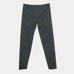 Pre Owned Polo Ralph Lauren Blue/Green Tartan Print Jersey Leggings L/12-14Yrs