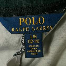 Pre Owned Polo Ralph Lauren Blue/Green Tartan Print Jersey Leggings L/12-14Yrs