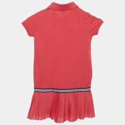 Pre Owned فستان بولو رالف لورين كيدز وردي قطن مطوي مقاس 5 سنوات