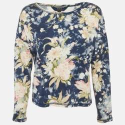 Pre Owned Polo Ralph Lauren Girls Blue Floral Print Top 12-14Yrs