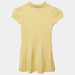 Pre Owned Polo Ralph Lauren Yellow Cable Knit Polo Dress 5 Years
