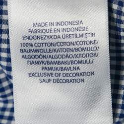 Pre Owned Ralph Lauren Navy Blue Gingham Cotton Short Sleeve Shirt XL 18-20 Yrs