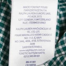 Pre Owned Ralph Lauren Kids Evergreen/White Gingham Cotton Long Sleeve Shirt XL (18-20)