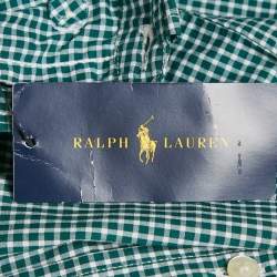 Pre Owned Ralph Lauren Kids Evergreen/White Gingham Cotton Long Sleeve Shirt XL (18-20)