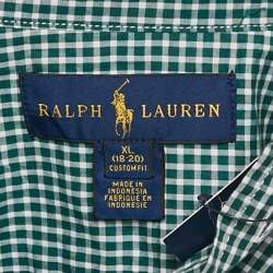 Pre Owned Ralph Lauren Kids Evergreen/White Gingham Cotton Long Sleeve Shirt XL (18-20)