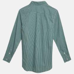 Pre Owned Ralph Lauren Kids Evergreen/White Gingham Cotton Long Sleeve Shirt XL (18-20)
