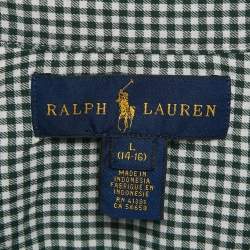 Pre Owned Ralph Lauren Kids Green Gingham Cotton Blake Shirt L (14-16) 