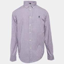 Pre Owned Ralph Lauren Kids Purple Checks Cotton Long Sleeve Shirt 14/16 Yrs 