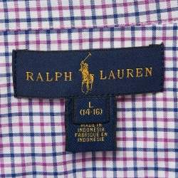 Pre Owned Ralph Lauren Kids Purple Checks Cotton Long Sleeve Shirt 14/16 Yrs 