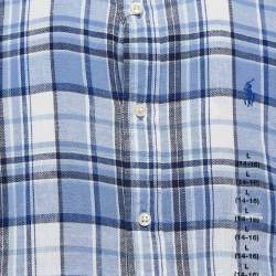 Pre Owned Ralph Lauren Kids Blue Tartan Cotton Custom Fit Shirt 14/16 Yrs 