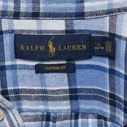 Pre Owned Ralph Lauren Kids Blue Tartan Cotton Custom Fit Shirt 14/16 Yrs 