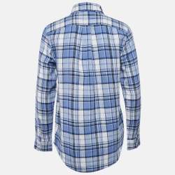 Pre Owned Ralph Lauren Kids Blue Tartan Cotton Custom Fit Shirt 14/16 Yrs 
