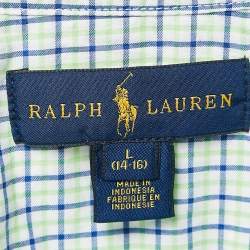 Pre Owned Ralph Lauren Kids Green Check Cotton Long Sleeve Shirt 14/16 Yrs 
