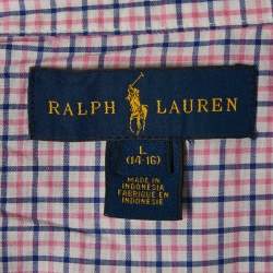 Pre Owned Ralph Lauren Kids Pink/Blue Check Cotton Long Sleeve Shirt 14-16 Yrs