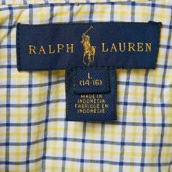 Pre Owned Ralph Lauren Kids Yellow/Blue Check Cotton Long Sleeve Shirt 14/16 Yrs 