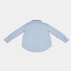 Pre Owned Ralph Lauren White & Blue Striped Cotton Button Front Shirt 4 Yrs