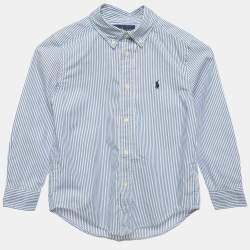 Pre Owned Ralph Lauren Kids Blue Striped Cotton Shirt 5Yrs