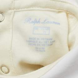 Pre Owned Ralph Lauren Kids Beige/White Plaid Cotton Romper Set 9M