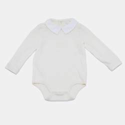 Pre Owned Ralph Lauren Kids Beige/White Plaid Cotton Romper Set 9M