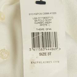 Pre Owned Ralph Lauren Kids White Cotton Polo T-Shirt 3Yrs