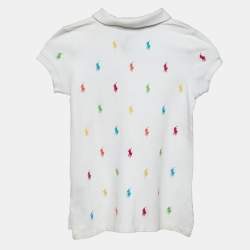 Pre Owned Ralph Lauren Kids White Logo Embroidered Cotton T-Shirt 6 Yrs