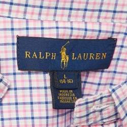 Pre Owned Ralph Lauren Kids Pink/Blue Check Cotton Long Sleeve Shirt 14/16 Yrs 
