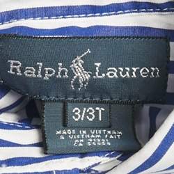 Pre Owned Ralph Lauren White/Blue Striped Cotton Long Sleeve Shirt 3 Yrs