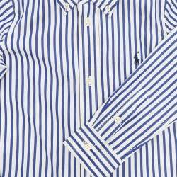 Pre Owned Ralph Lauren White/Blue Striped Cotton Long Sleeve Shirt 3 Yrs